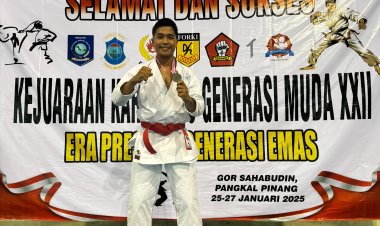 Bripda Naufal Fadilah Personel Brimob Kompi  Pelopor 1 Sungailiat Sabet Emas di Kejurprov Gokasi Babel 2025